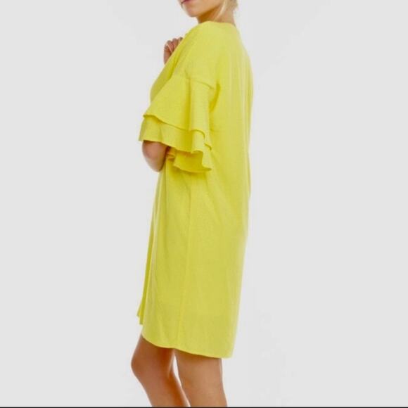 Mary & Mabel Yellow Textured Shirt Dress - Picture 3 of 12